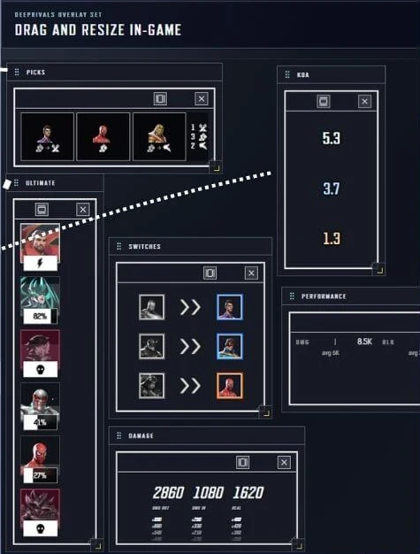 DeepRivals overlay set with Picks, Ultimate, Switches and performance panels